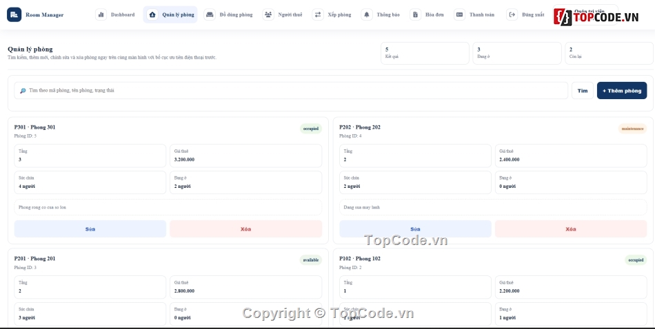 Website quản lý,quản lý phòng,quản lý phòng trọ